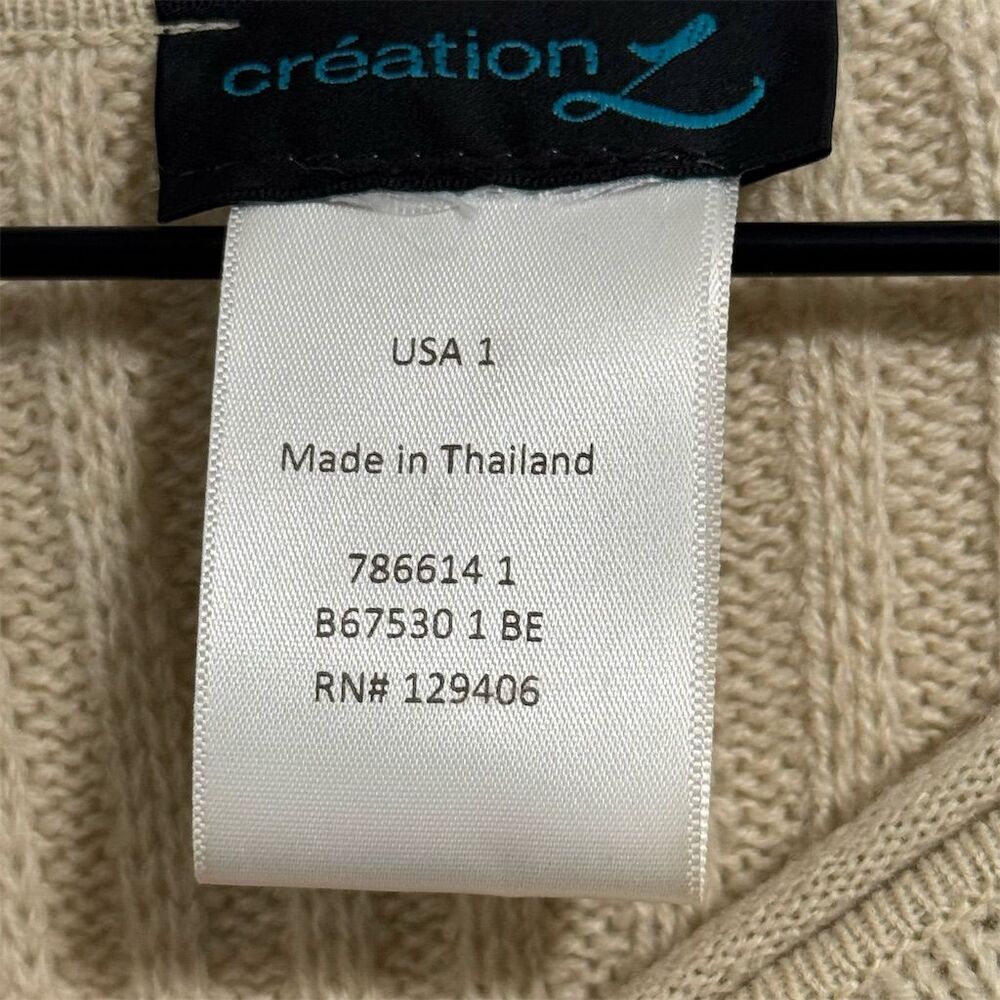 Création L Merino Wool‎ Blend Fringe Poncho Sweater Oversize Knit Beige Germany - Picture 5 of 7